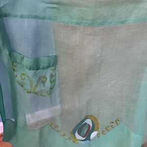 Sheer Green Apron with Artistic Design